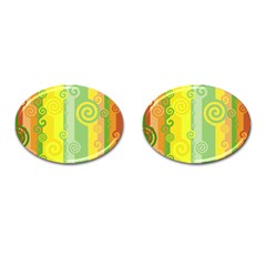 Ring Kringel Background Abstract Yellow Cufflinks (oval) by HermanTelo