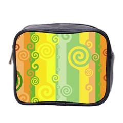 Ring Kringel Background Abstract Yellow Mini Toiletries Bag (two Sides) by HermanTelo