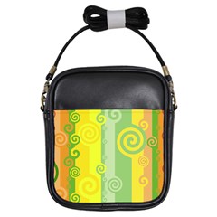 Ring Kringel Background Abstract Yellow Girls Sling Bag