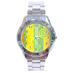 Ring Kringel Background Abstract Yellow Stainless Steel Analogue Watch