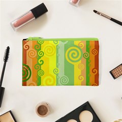 Ring Kringel Background Abstract Yellow Cosmetic Bag (xs) by HermanTelo