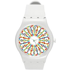 Wheel Complex Symbol Mandala Round Plastic Sport Watch (m) by HermanTelo