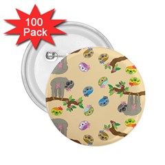 Sloth Neutral Color Cute Cartoon 2 25  Buttons (100 Pack)  by HermanTelo