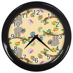 Sloth Neutral Color Cute Cartoon Wall Clock (Black) Front