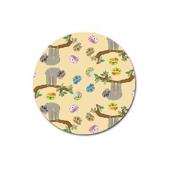 Sloth Neutral Color Cute Cartoon Magnet 3  (round) by HermanTelo