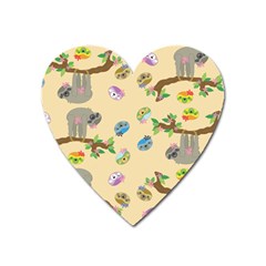 Sloth Neutral Color Cute Cartoon Heart Magnet by HermanTelo