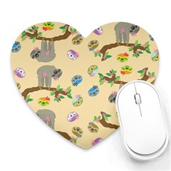 Sloth Neutral Color Cute Cartoon Heart Mousepads by HermanTelo