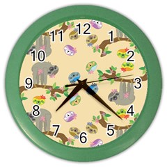 Sloth Neutral Color Cute Cartoon Color Wall Clock by HermanTelo