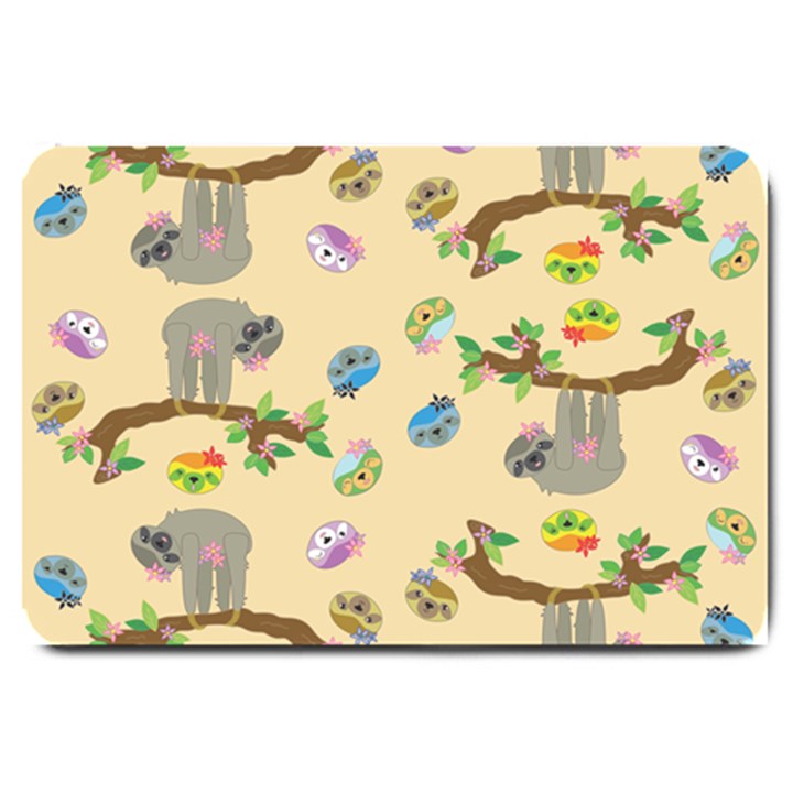 Sloth Neutral Color Cute Cartoon Large Doormat 