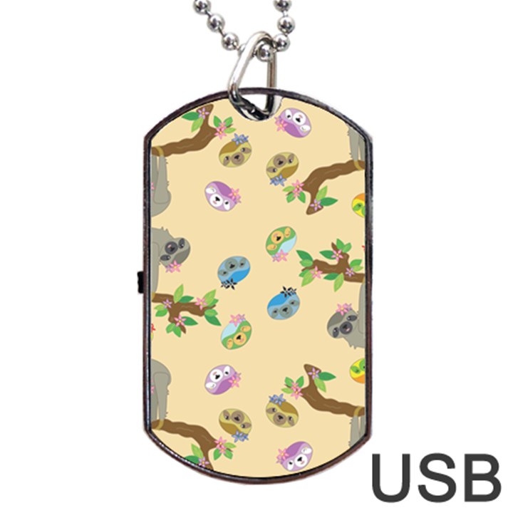 Sloth Neutral Color Cute Cartoon Dog Tag USB Flash (Two Sides)