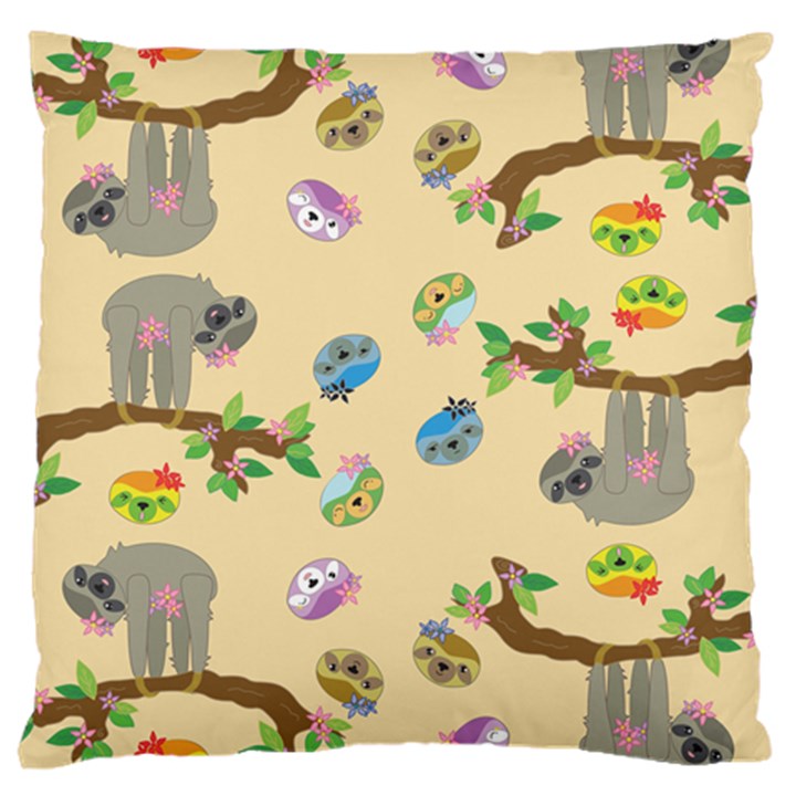 Sloth Neutral Color Cute Cartoon Large Cushion Case (Two Sides)