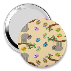 Sloth Neutral Color Cute Cartoon 3  Handbag Mirrors