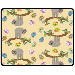 Sloth Neutral Color Cute Cartoon Double Sided Fleece Blanket (medium)  by HermanTelo