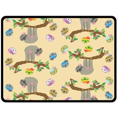 Sloth Neutral Color Cute Cartoon Double Sided Fleece Blanket (large)  by HermanTelo