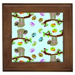 Sloth Aqua Blue Cute Cartoon Tile Green Framed Tiles Front