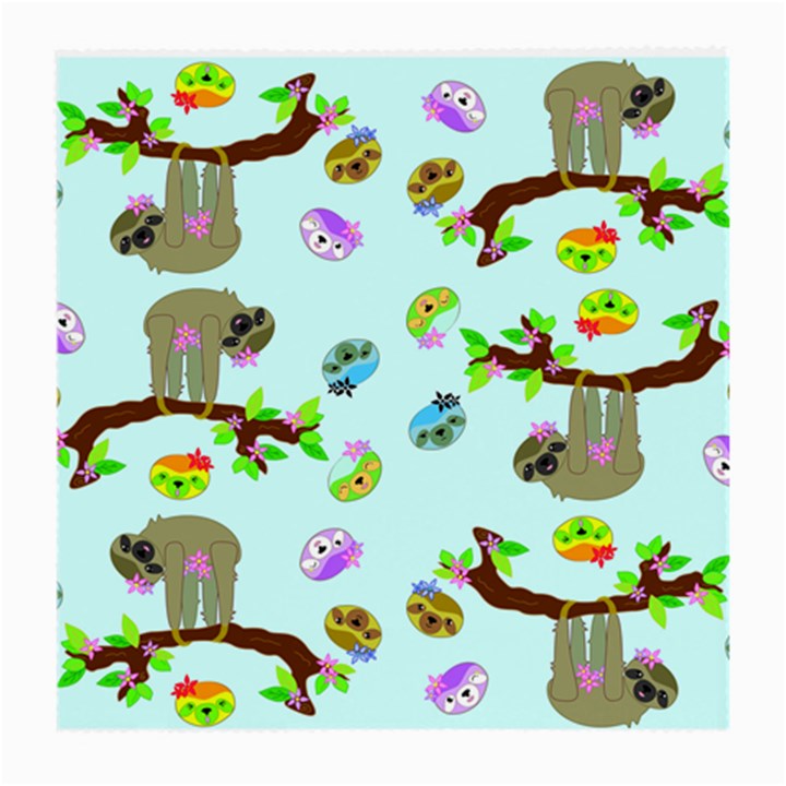 Sloth Aqua Blue Cute Cartoon Tile Green Medium Glasses Cloth (2-Side)