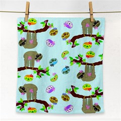 Sloth Aqua Blue Cute Cartoon Tile Green Face Towel by HermanTelo