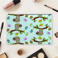 Sloth Aqua Blue Cute Cartoon Tile Green Cosmetic Bag (large) by HermanTelo