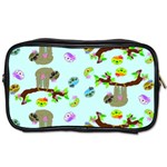 Sloth Aqua Blue Cute Cartoon Tile Green Toiletries Bag (Two Sides) Front