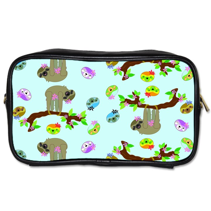 Sloth Aqua Blue Cute Cartoon Tile Green Toiletries Bag (Two Sides)