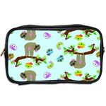 Sloth Aqua Blue Cute Cartoon Tile Green Toiletries Bag (Two Sides) Back