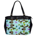 Sloth Aqua Blue Cute Cartoon Tile Green Oversize Office Handbag Front