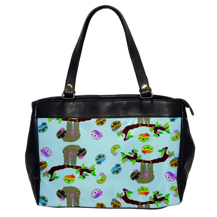 Sloth Aqua Blue Cute Cartoon Tile Green Oversize Office Handbag