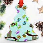 Sloth Aqua Blue Cute Cartoon Tile Green Ornament (Christmas Tree)  Front