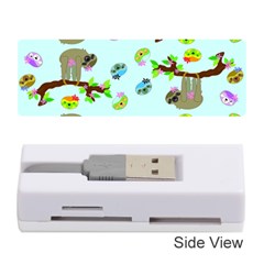 Sloth Aqua Blue Cute Cartoon Tile Green Memory Card Reader (stick)