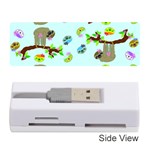 Sloth Aqua Blue Cute Cartoon Tile Green Memory Card Reader (Stick) Front