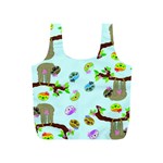 Sloth Aqua Blue Cute Cartoon Tile Green Full Print Recycle Bag (S) Front