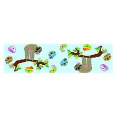 Sloth Aqua Blue Cute Cartoon Tile Green Satin Scarf (oblong)