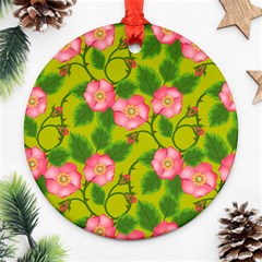 Roses Flowers Pattern Bud Pink Ornament (round) by HermanTelo