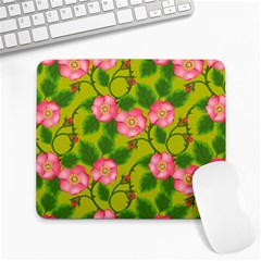 Roses Flowers Pattern Bud Pink Large Mousepads by HermanTelo