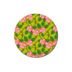 Roses Flowers Pattern Bud Pink Magnet 3  (round) by HermanTelo