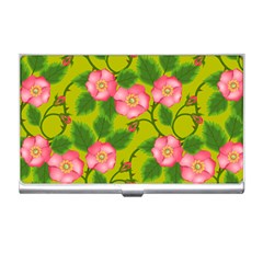 Roses Flowers Pattern Bud Pink Business Card Holder