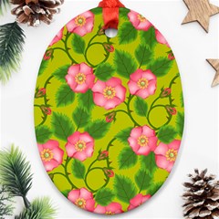 Roses Flowers Pattern Bud Pink Oval Ornament (two Sides)