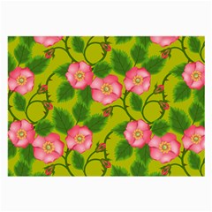 Roses Flowers Pattern Bud Pink Large Glasses Cloth (2-side)