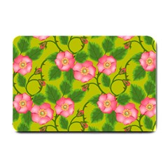 Roses Flowers Pattern Bud Pink Small Doormat  by HermanTelo