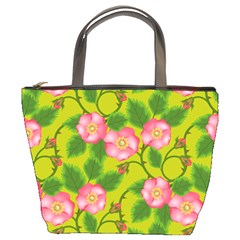 Roses Flowers Pattern Bud Pink Bucket Bag