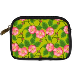 Roses Flowers Pattern Bud Pink Digital Camera Leather Case by HermanTelo