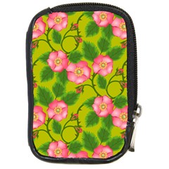 Roses Flowers Pattern Bud Pink Compact Camera Leather Case by HermanTelo