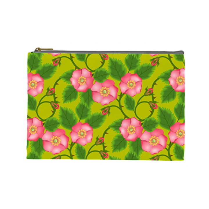 Roses Flowers Pattern Bud Pink Cosmetic Bag (Large)