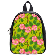 Roses Flowers Pattern Bud Pink School Bag (small)