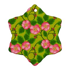 Roses Flowers Pattern Bud Pink Ornament (snowflake) by HermanTelo