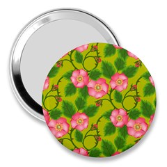 Roses Flowers Pattern Bud Pink 3  Handbag Mirrors by HermanTelo