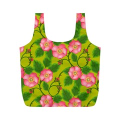 Roses Flowers Pattern Bud Pink Full Print Recycle Bag (m)