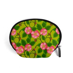 Roses Flowers Pattern Bud Pink Accessory Pouch (small) by HermanTelo