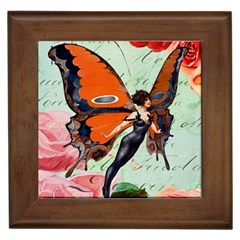 Vintage Design - Butterfly Flapper Framed Tiles by WensdaiAmbrose