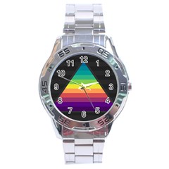 Background Rainbow Stripes Bright Stainless Steel Analogue Watch by Pakrebo